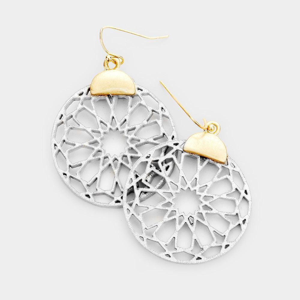 Silver Neoprene Fabric Filigree Dangle Earrings - Jewelry Store by Erik Rayo