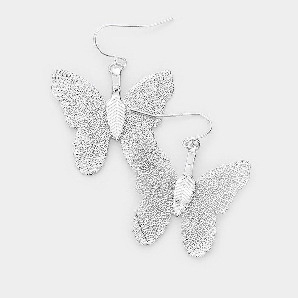 Silver White Gold Dipped Sterling Silver Post Butterfly Earrings - Jewelry Store by Erik Rayo