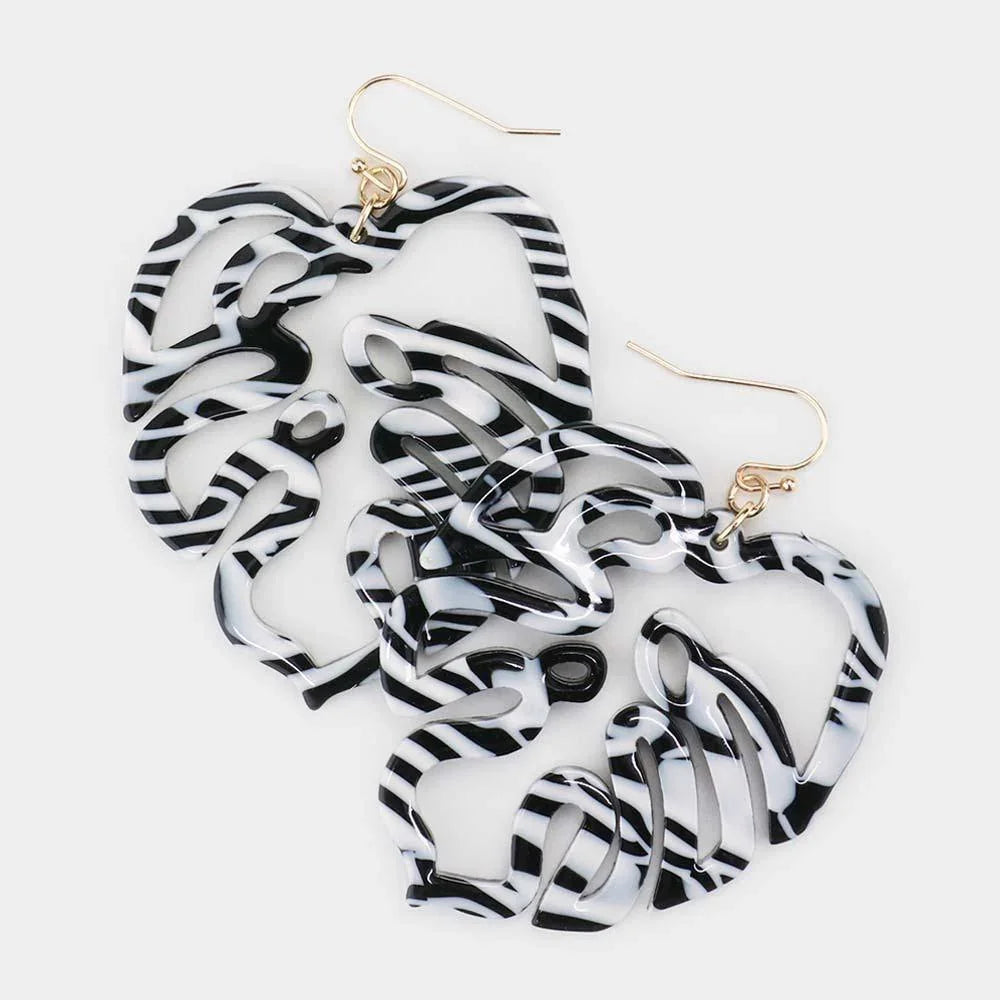 Two Tone Celluloid Acetate Tropical Leaf Earrings - Jewelry Store by Erik Rayo
