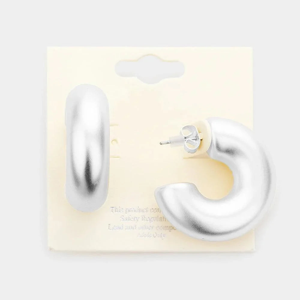Silver Thick Hoop Earrings - Jewelry Store by Erik Rayo