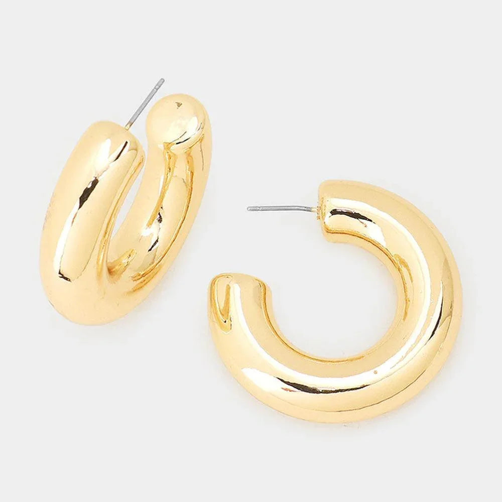 Gold Thick Hoop Earrings - Jewelry Store by Erik Rayo