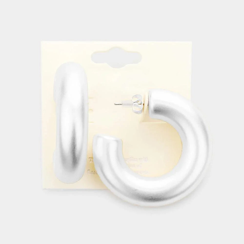Silver Thick Hoop Earrings - Jewelry Store by Erik Rayo