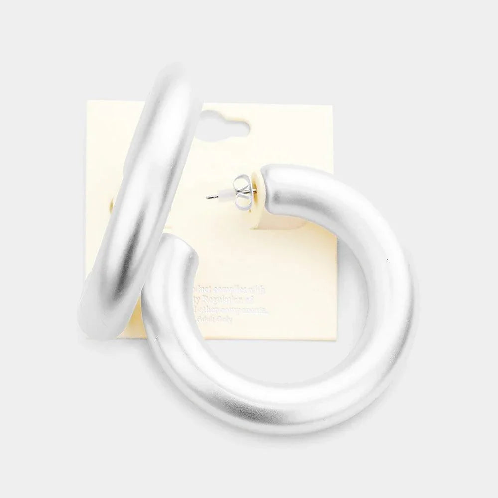 Silver Thick Hoop Earrings - Jewelry Store by Erik Rayo