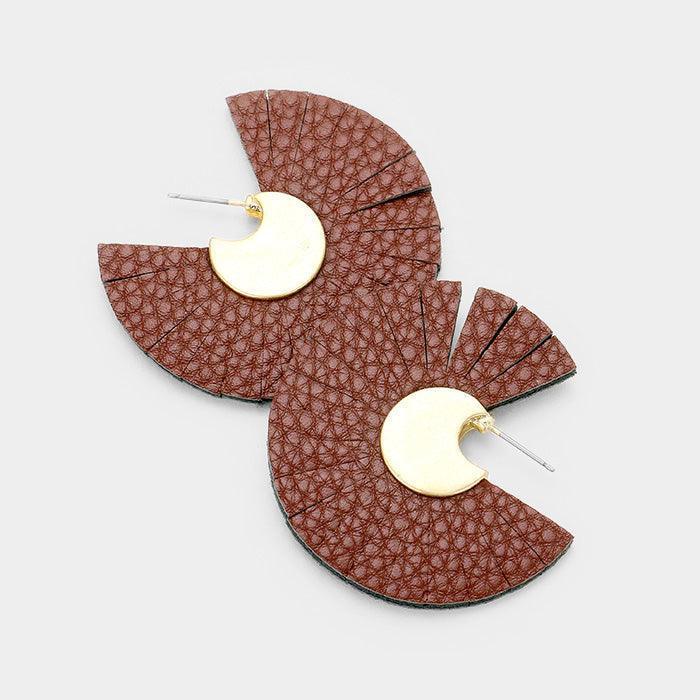 Gold Abstract Cut Leather Earrings - Jewelry Store by Erik Rayo