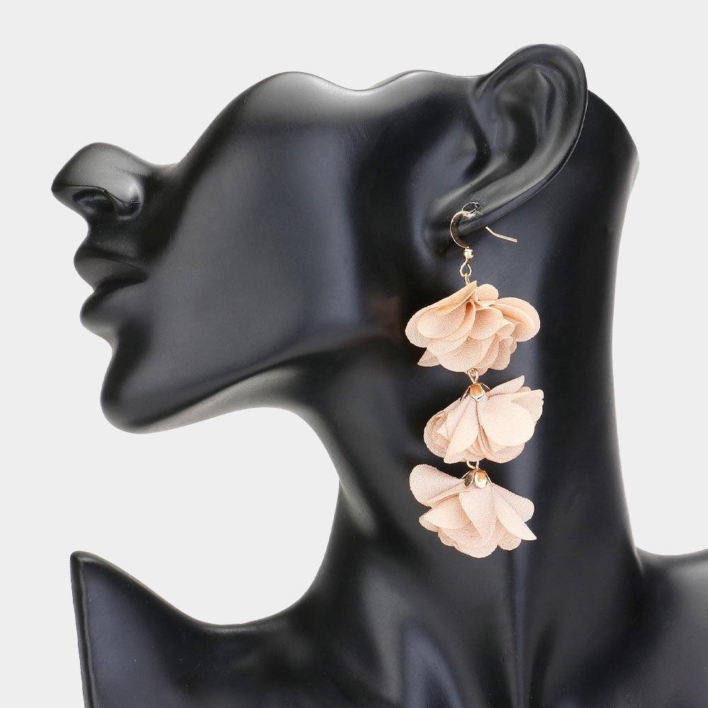 Flower Petal Link Dropdown Earrings - Jewelry Store by Erik Rayo