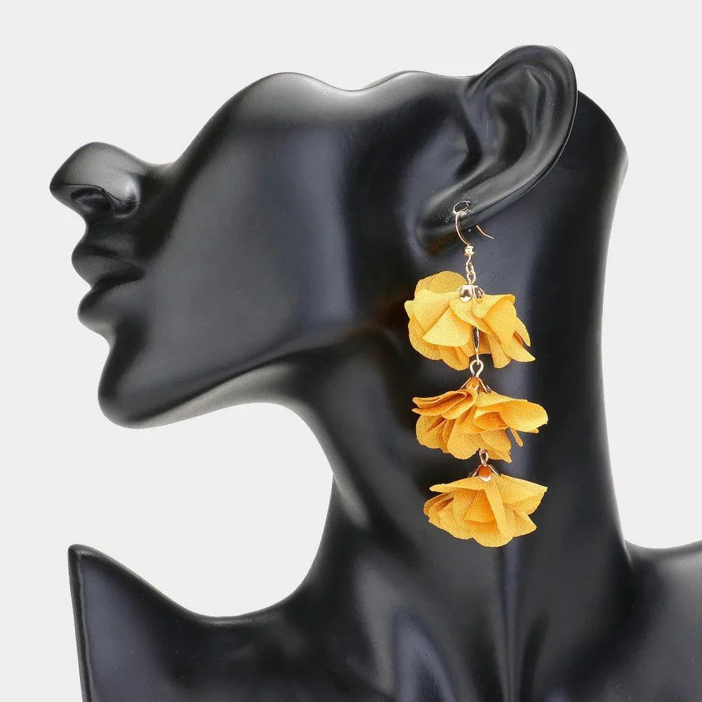 Flower Petal Link Dropdown Earrings - Jewelry Store by Erik Rayo