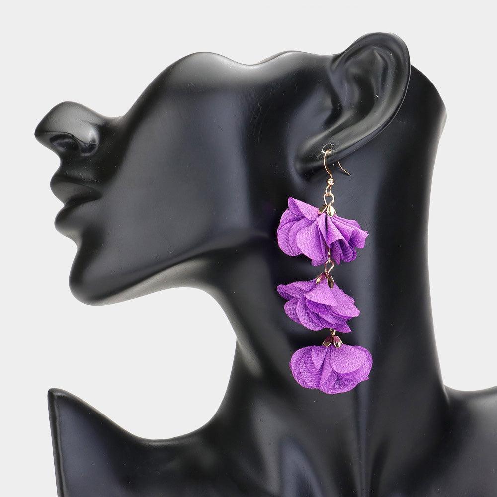 Flower Petal Link Dropdown Earrings - Jewelry Store by Erik Rayo
