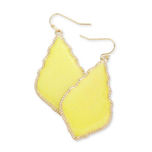 Load image into Gallery viewer, Yellow Glittered Petal Dangle Earrings
