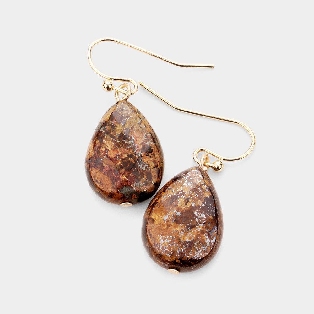 Natural Stone Teardrop Dangle Earrings - Jewelry Store by Erik Rayo