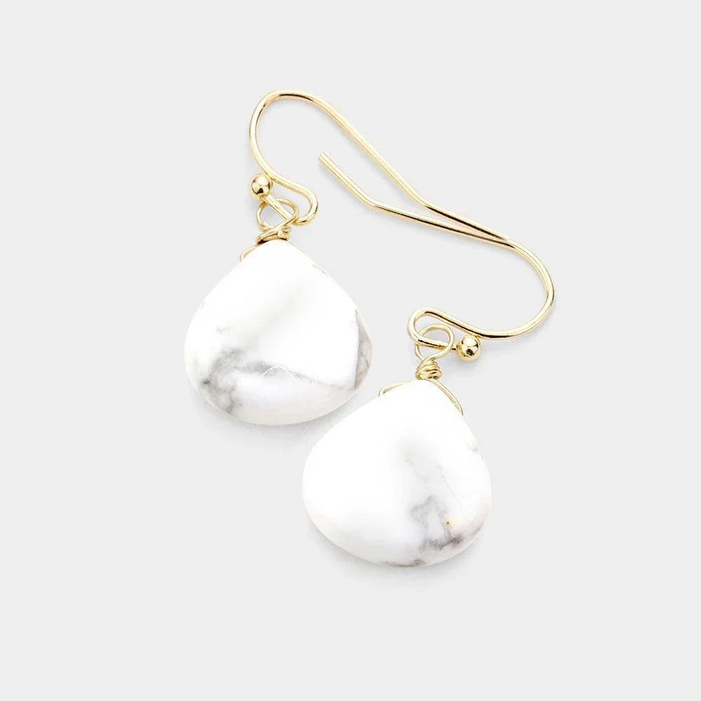 Natural Stone Teardrop Dangle Earrings - Jewelry Store by Erik Rayo