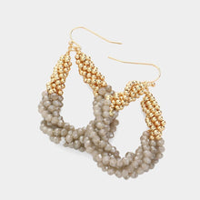Load image into Gallery viewer, Silver Faceted Beaded Twisted Open Teardrop Dangle Earrings
