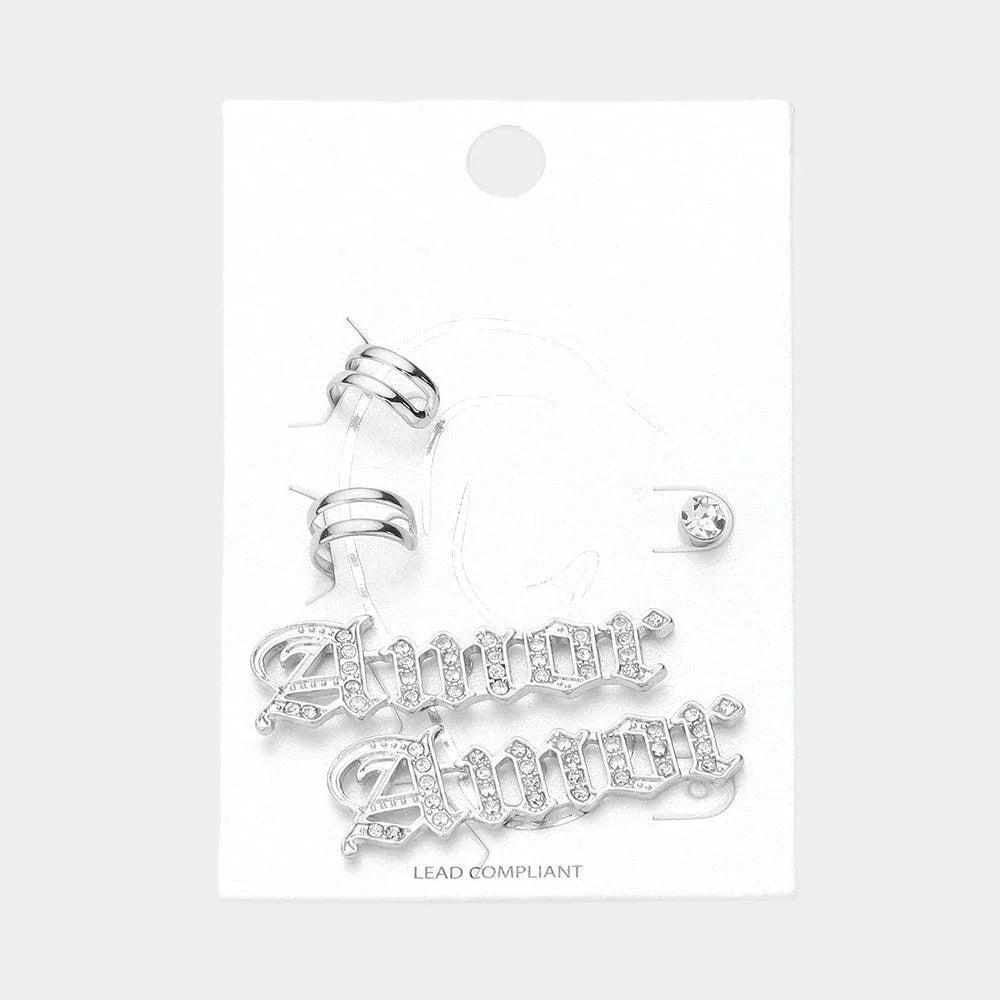 Clear 5PCS - Amor Rhinestone Ear Cuff Earrings - Jewelry Store by Erik Rayo