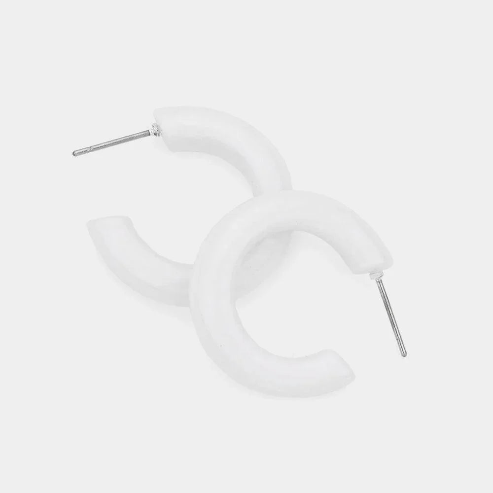 White Colored Hoop Earrings - Jewelry Store by Erik Rayo