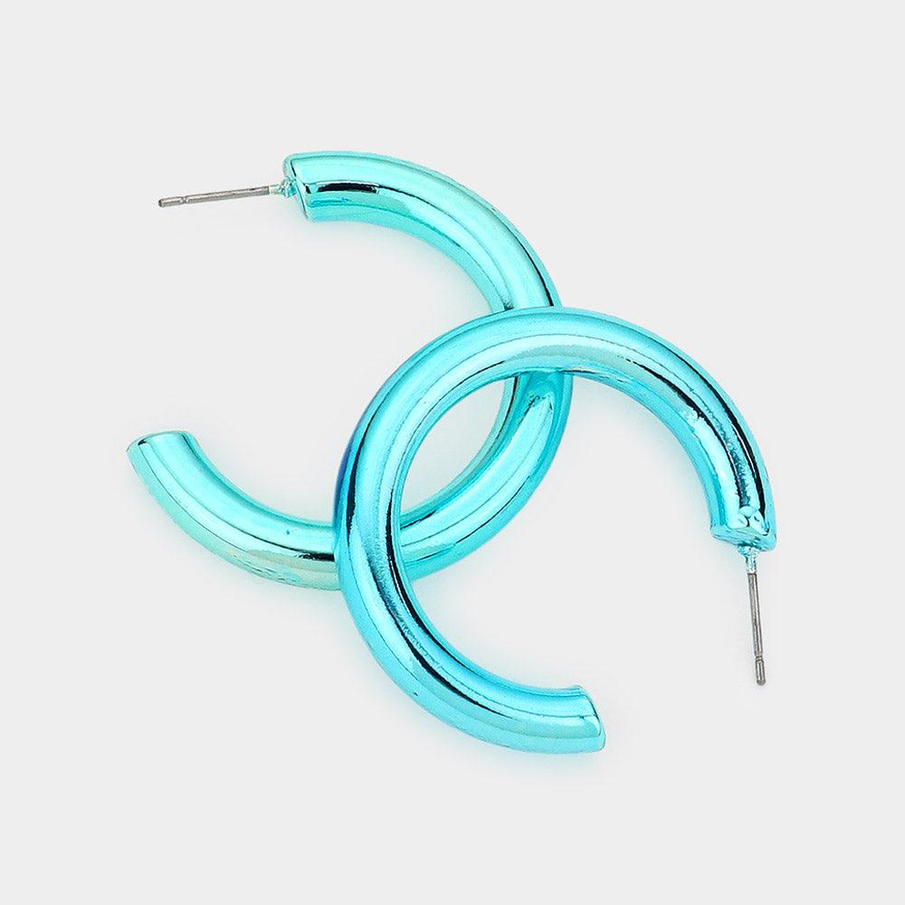 Turquoise Colored Hoop Earrings