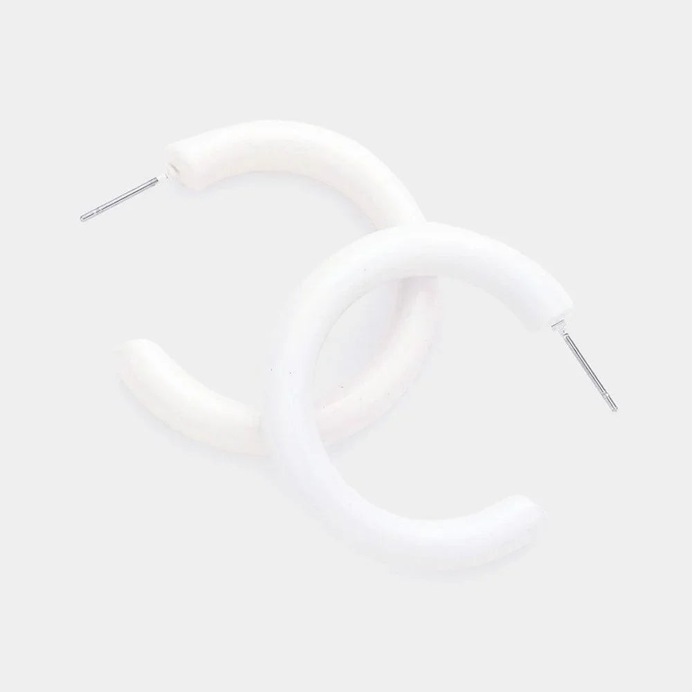 White Colored Hoop Earrings - Jewelry Store by Erik Rayo