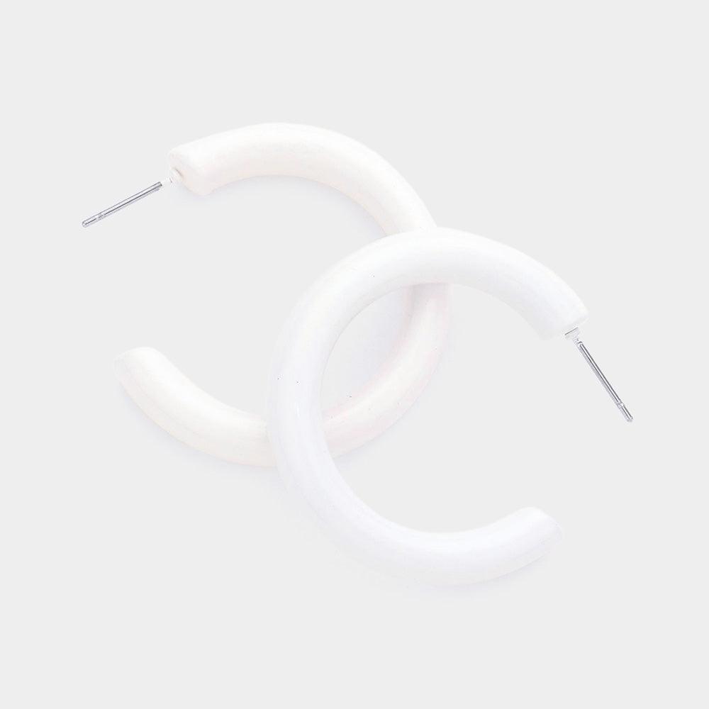 White Colored Hoop Earrings