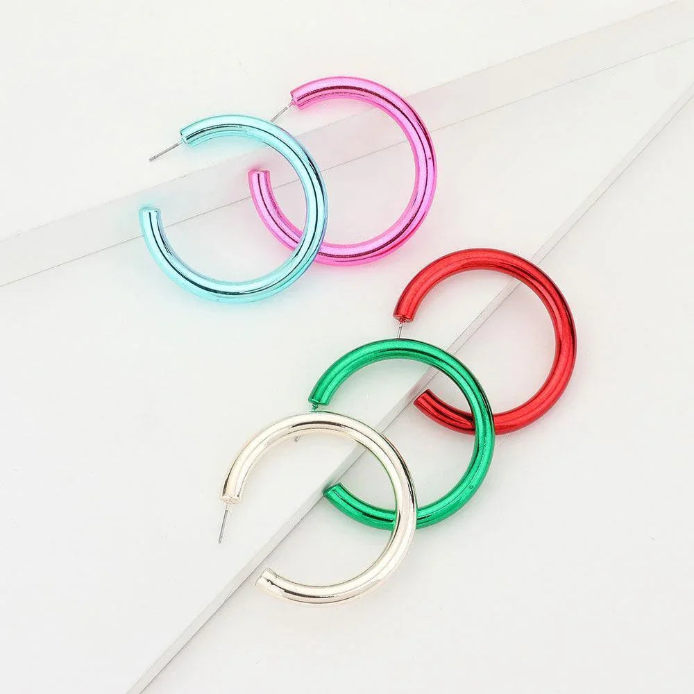 White Colored Hoop Earrings - Jewelry Store by Erik Rayo