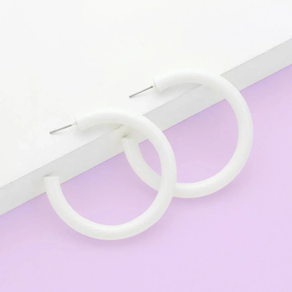 White Colored Hoop Earrings - Jewelry Store by Erik Rayo