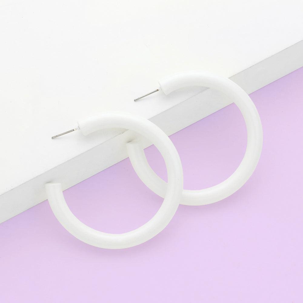 White Colored Hoop Earrings