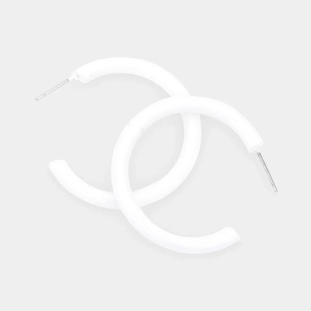 White Colored Hoop Earrings - Jewelry Store by Erik Rayo