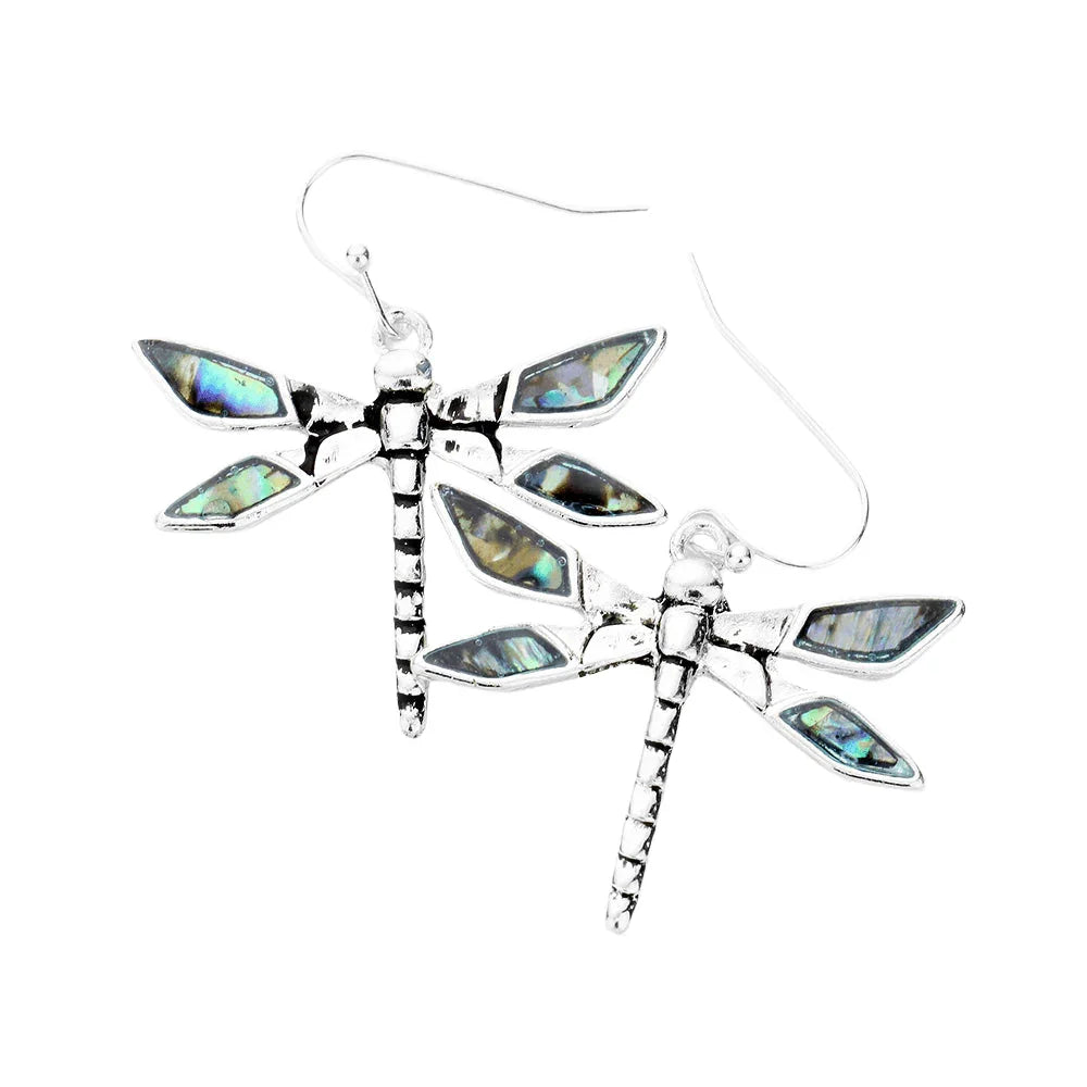 Silver Antique Sliver Abalone Dangle Earrings - Jewelry Store by Erik Rayo