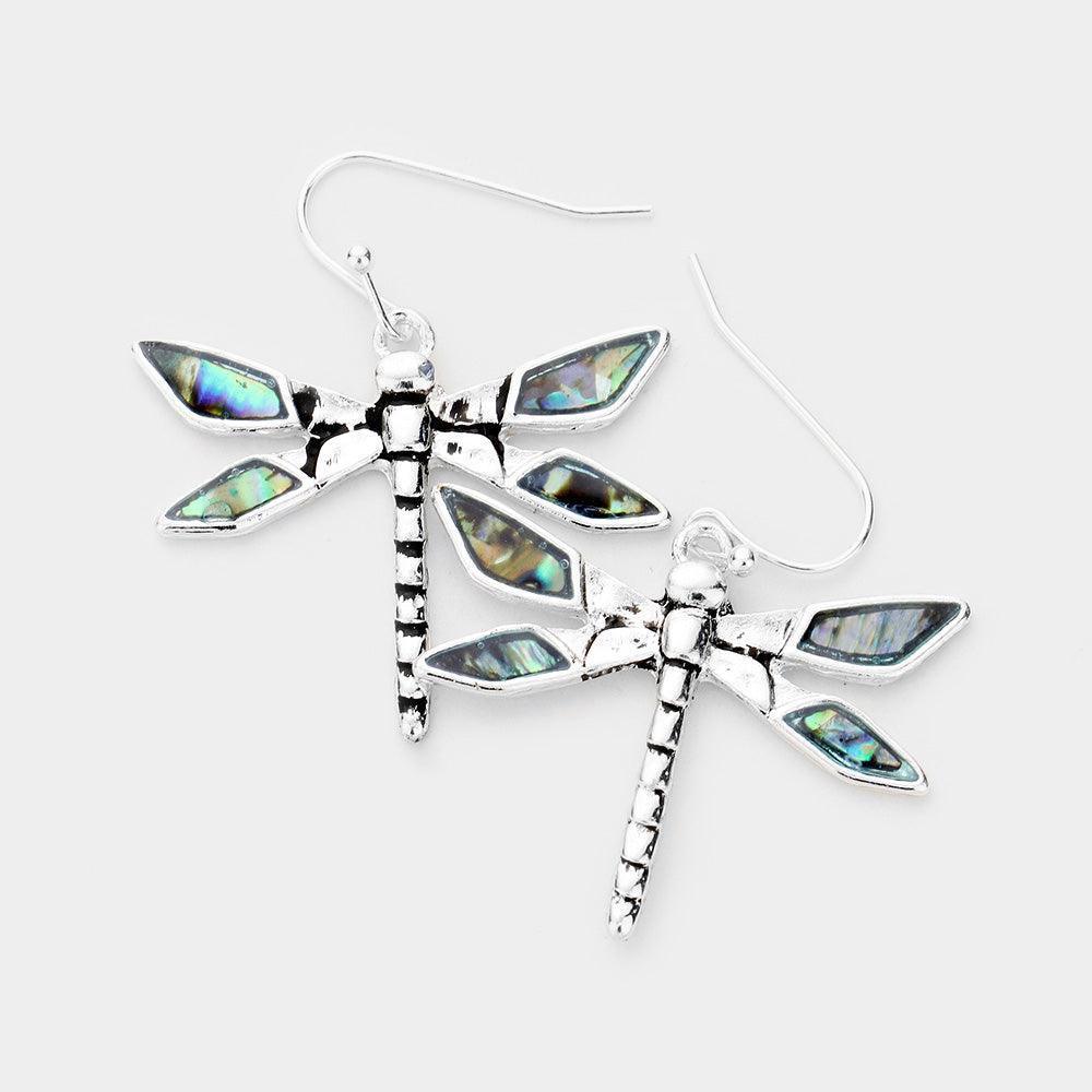 Silver Antique Sliver Abalone Dangle Earrings - Jewelry Store by Erik Rayo