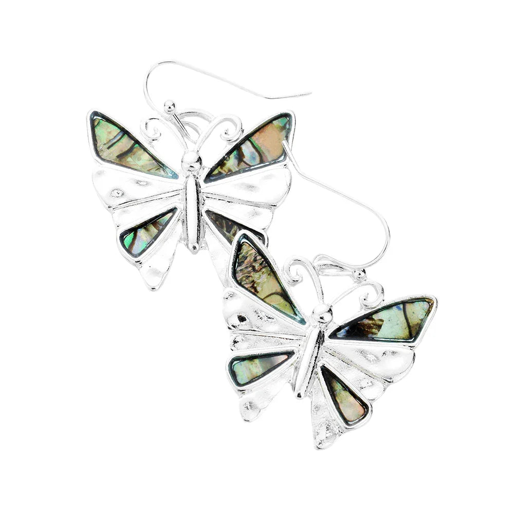 Silver Antique Sliver Abalone Dangle Earrings - Jewelry Store by Erik Rayo