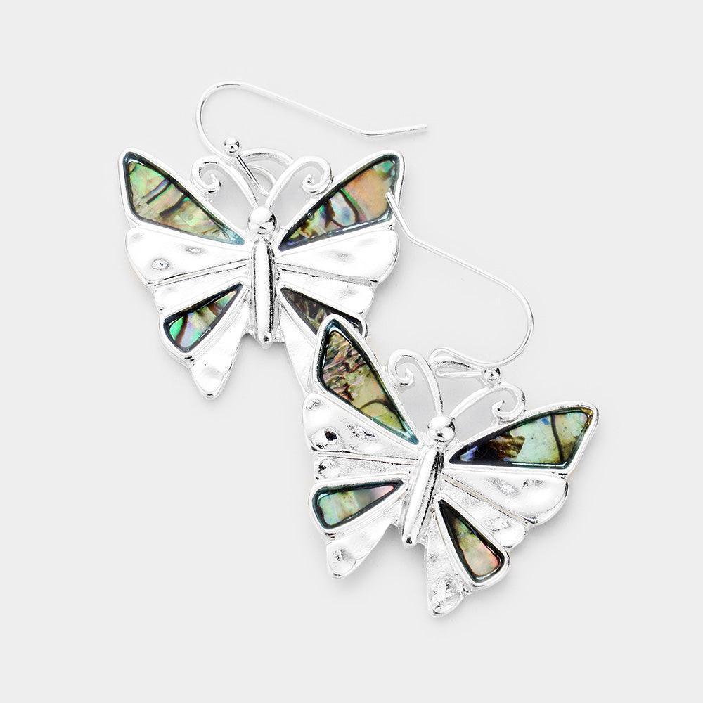 Silver Antique Sliver Abalone Dangle Earrings - Jewelry Store by Erik Rayo