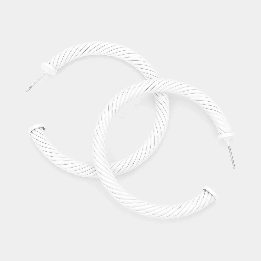 White Twisted Colored Hoop Earrings - Jewelry Store by Erik Rayo