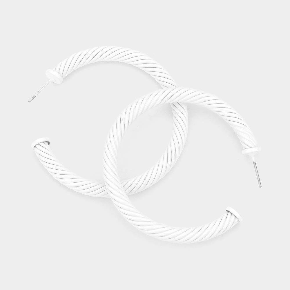 White Twisted Colored Hoop Earrings