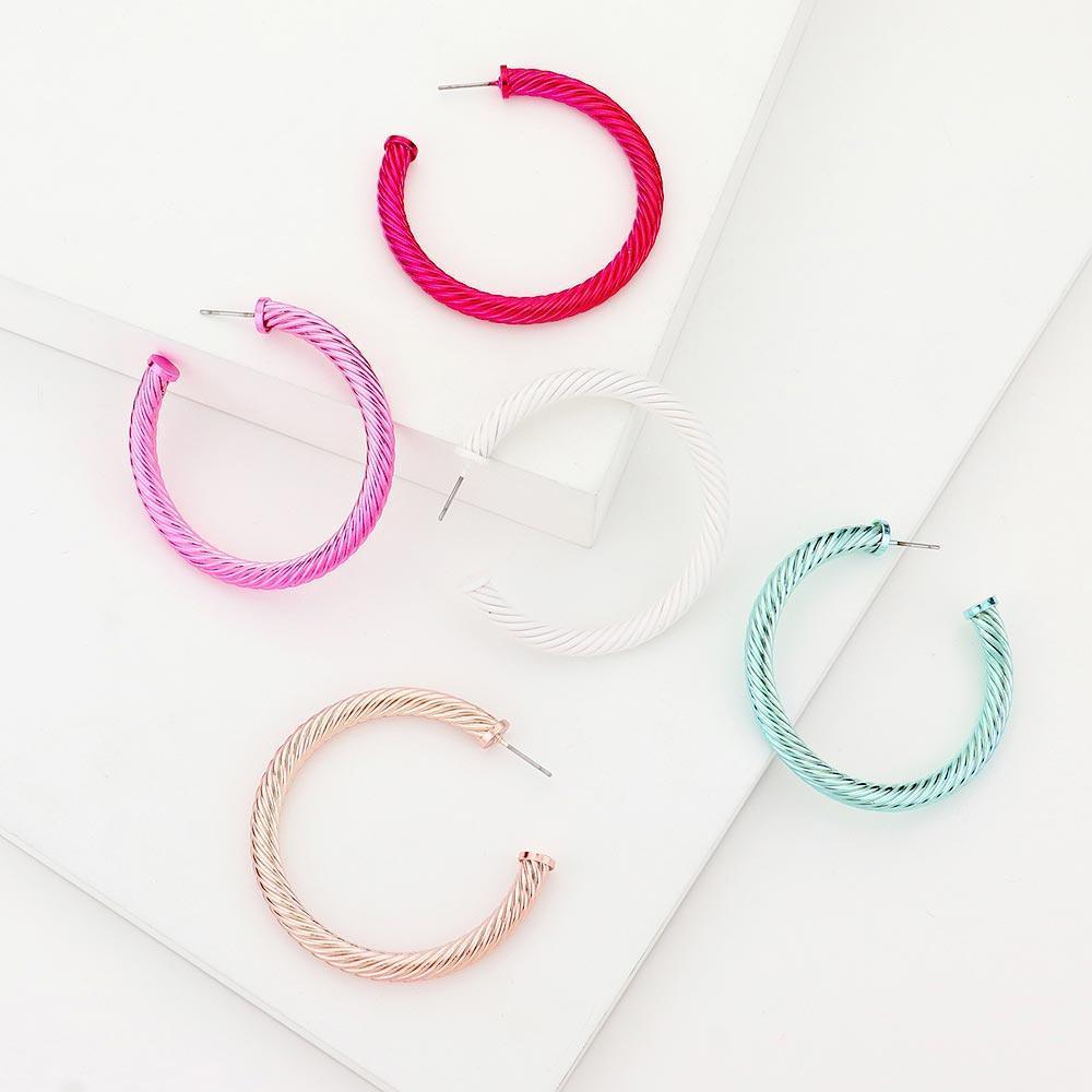 White Twisted Colored Hoop Earrings - Jewelry Store by Erik Rayo