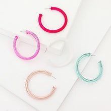 Load image into Gallery viewer, White Twisted Colored Hoop Earrings
