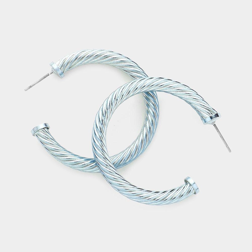Gray Twisted Colored Hoop Earrings - Jewelry Store by Erik Rayo