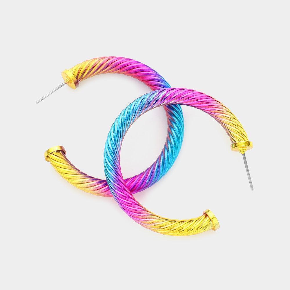 Twisted Colored Hoop Earrings - Jewelry Store by Erik Rayo