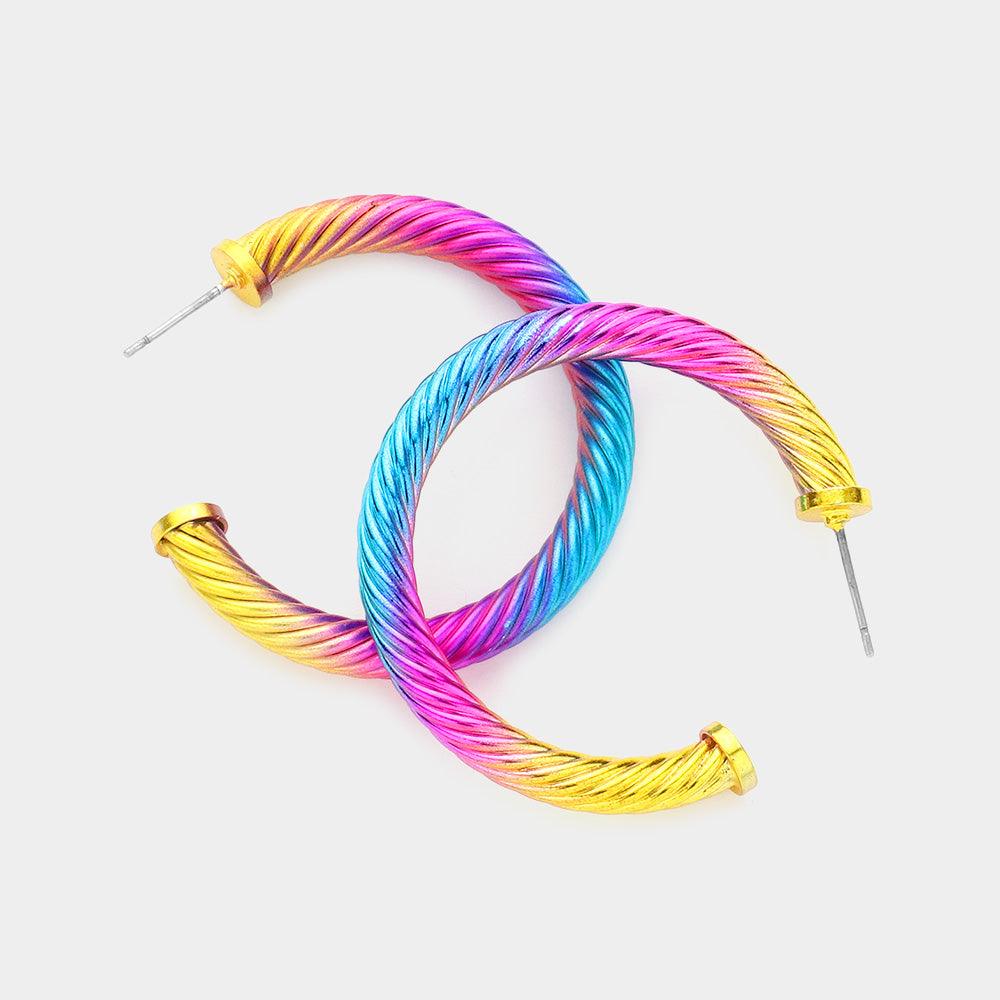 Twisted Colored Hoop Earrings