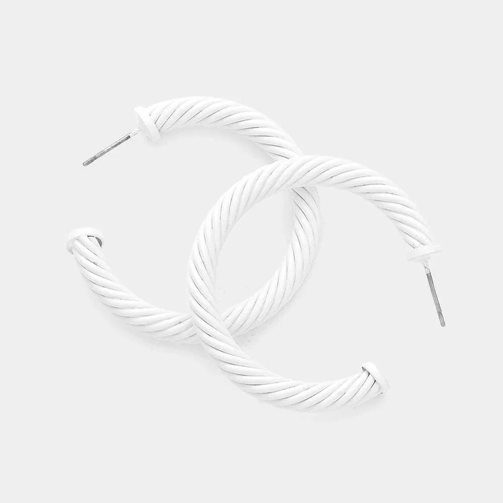 White Twisted Colored Hoop Earrings - Jewelry Store by Erik Rayo