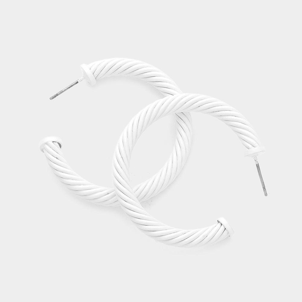 White Twisted Colored Hoop Earrings