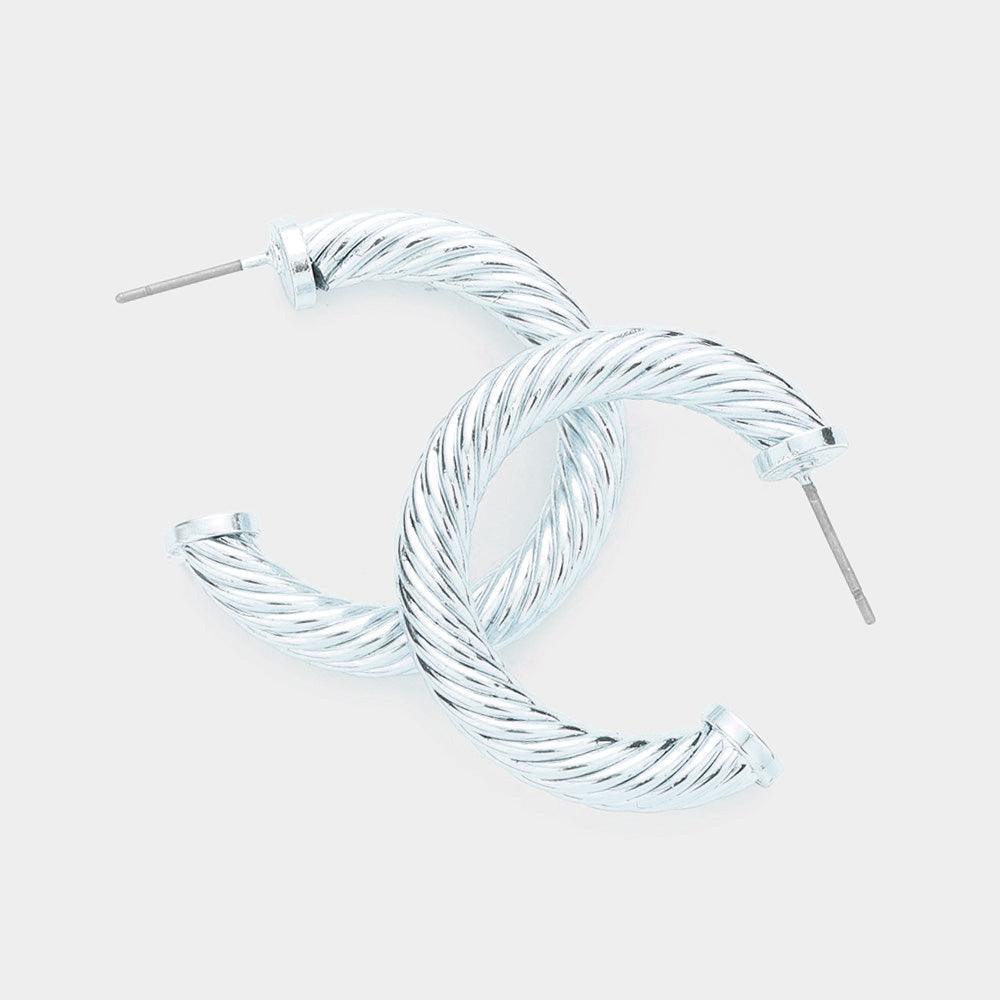Gray Twisted Colored Hoop Earrings - Jewelry Store by Erik Rayo