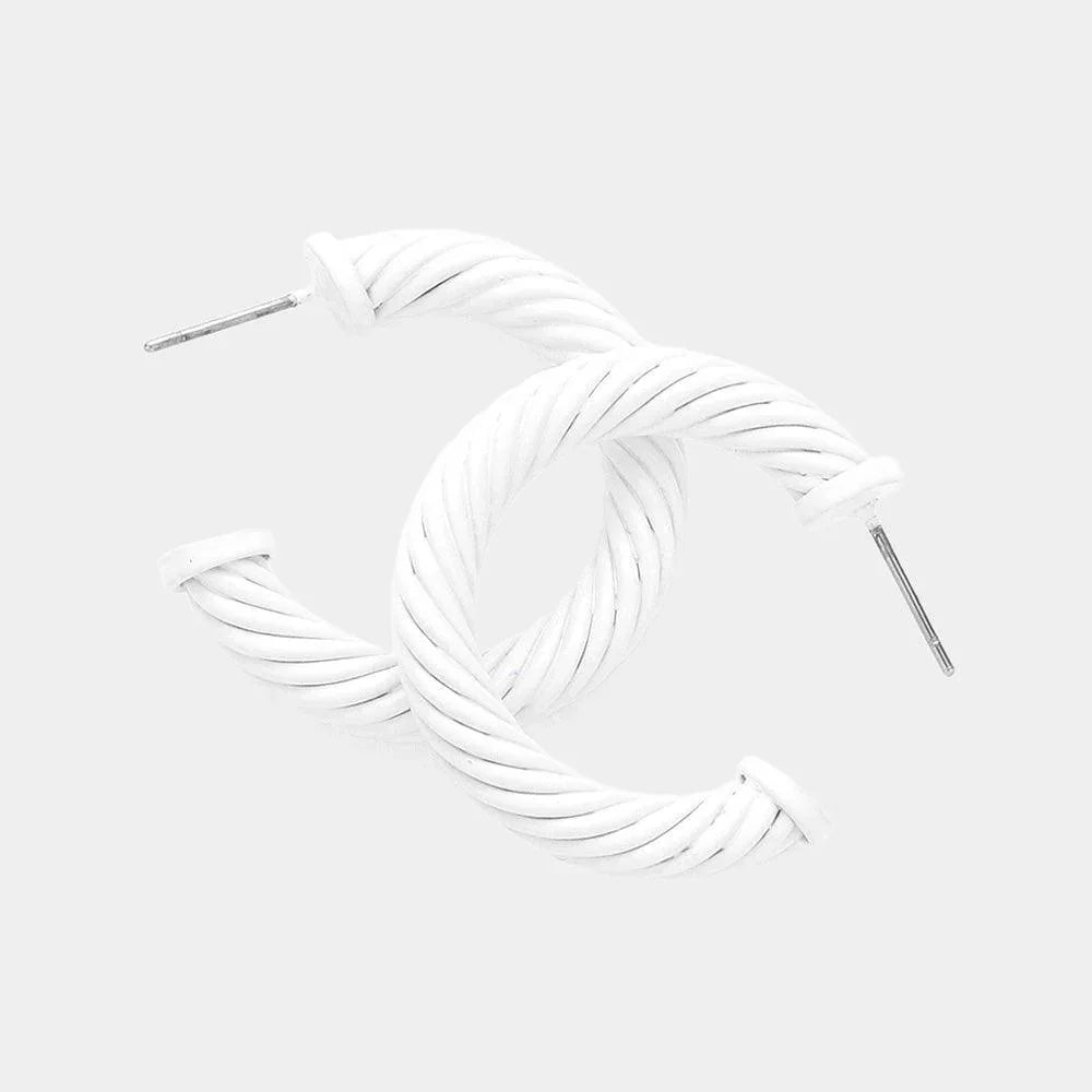 White Twisted Colored Hoop Earrings - Jewelry Store by Erik Rayo
