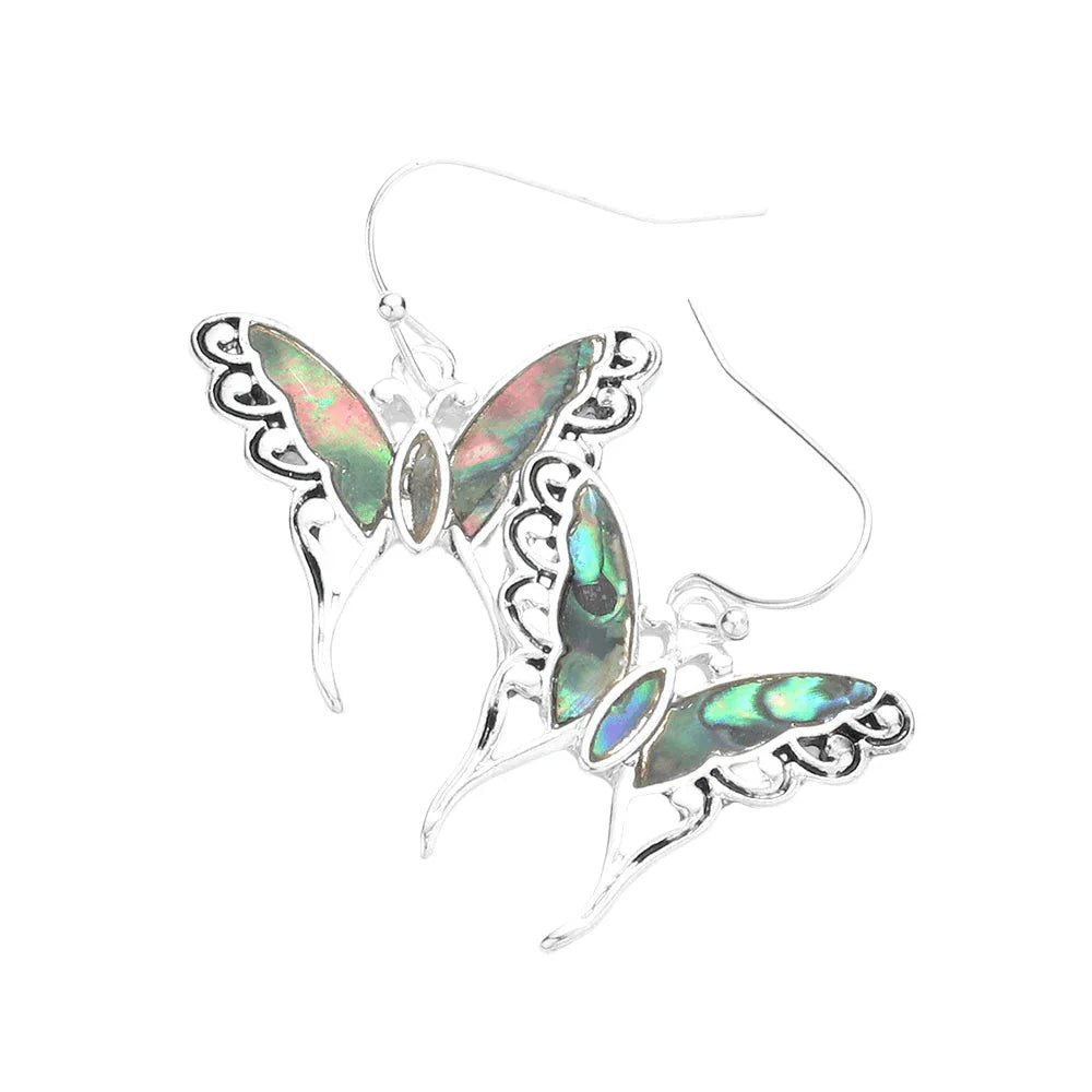 Abalone Butterfly Dangle Earrings - Jewelry Store by Erik Rayo