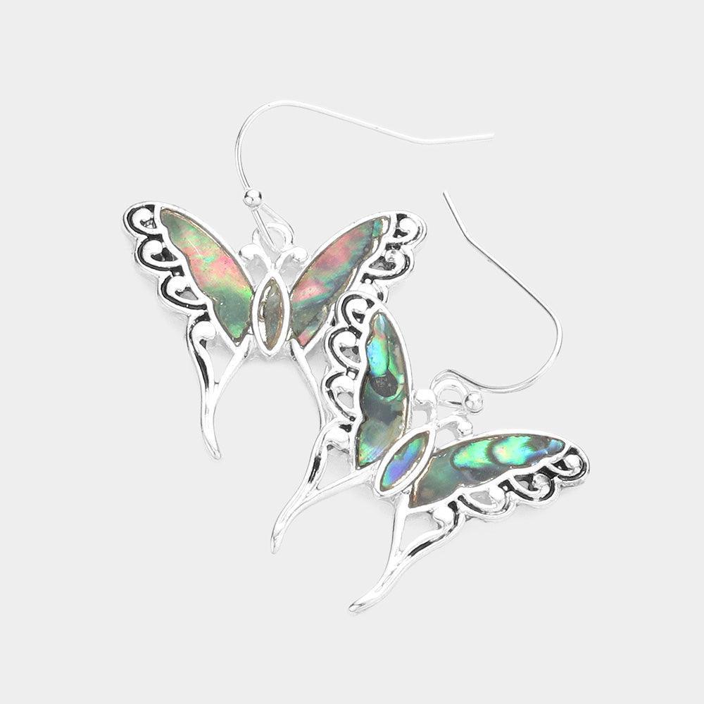 Abalone Butterfly Dangle Earrings - Jewelry Store by Erik Rayo