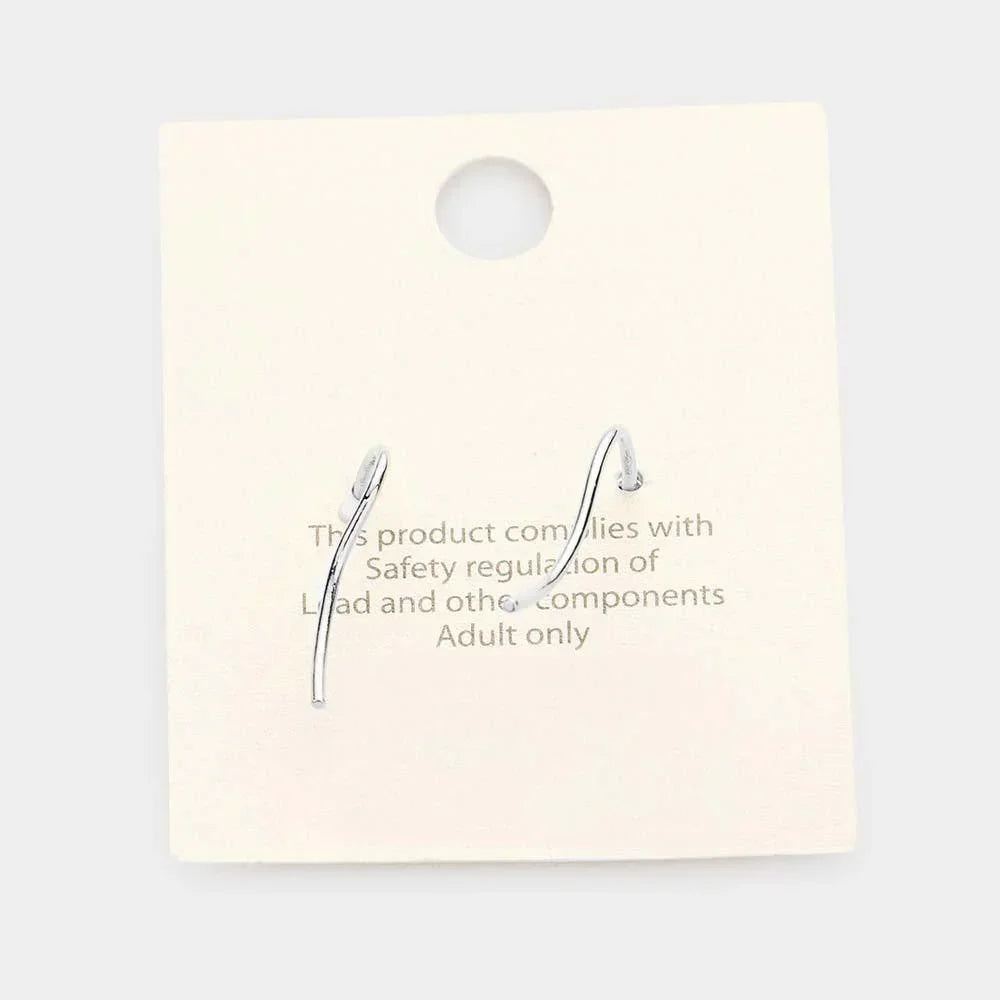 Silver White Gold Dipped Cz Snake Drop Sterling Silver Post Earrings - Jewelry Store by Erik Rayo