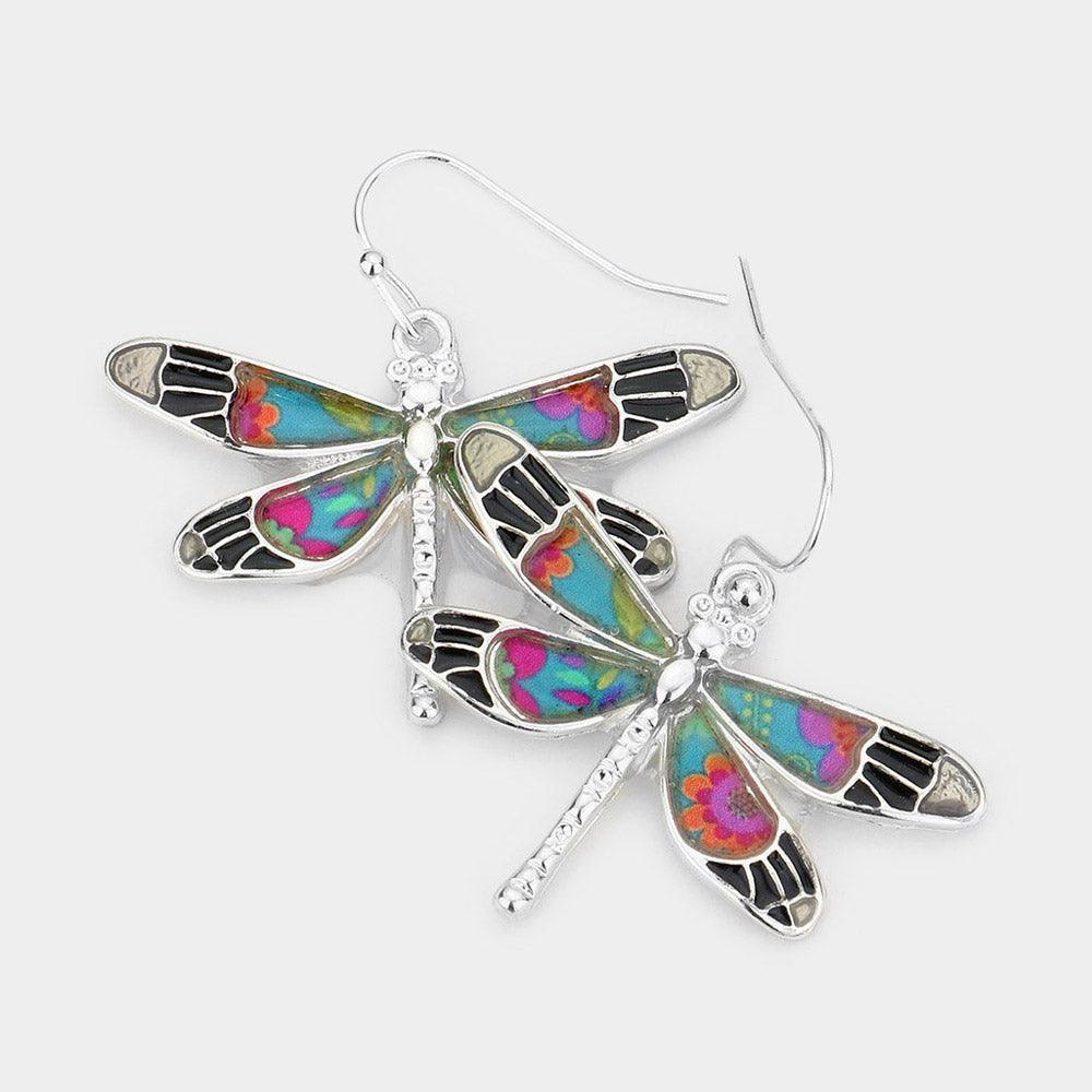 Pattern Detailed Dragonfly Dangle Earrings - Jewelry Store by Erik Rayo
