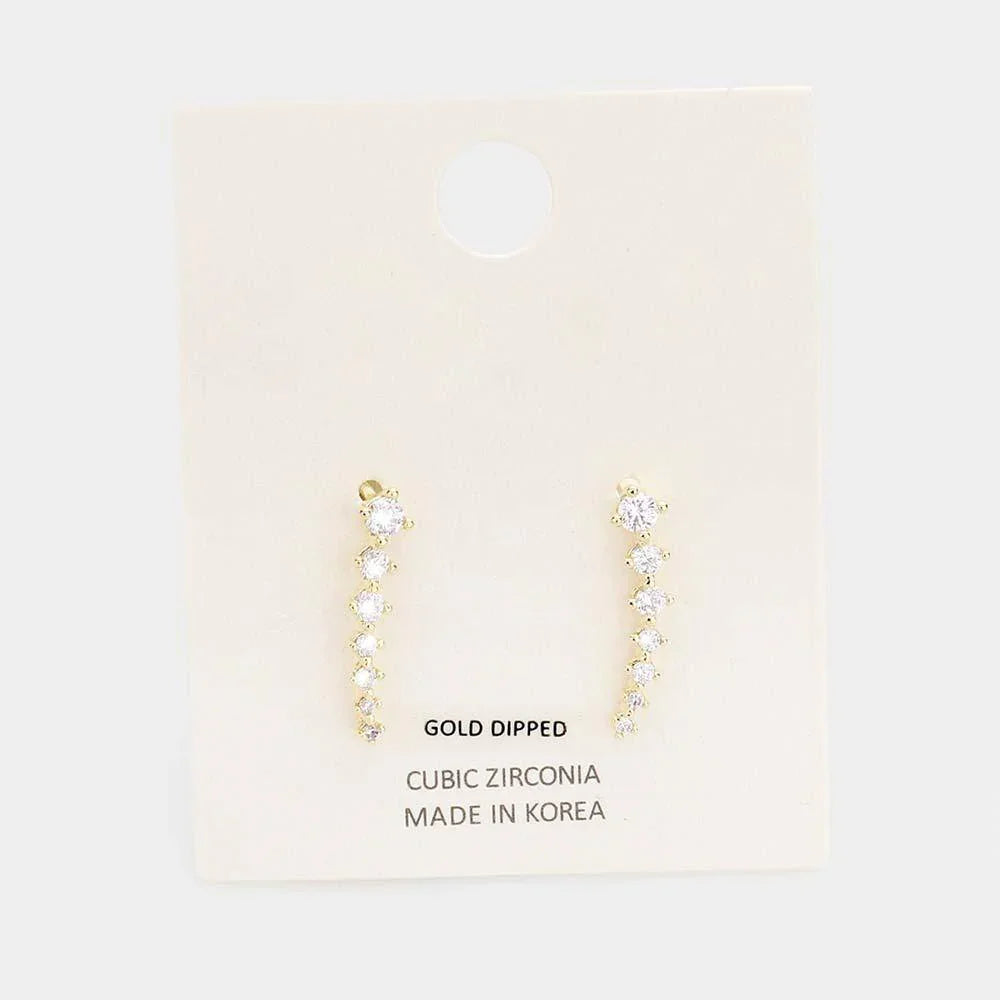 Gold Gold Dipped Cubic Zirconia Drop Earrings - Jewelry Store by Erik Rayo