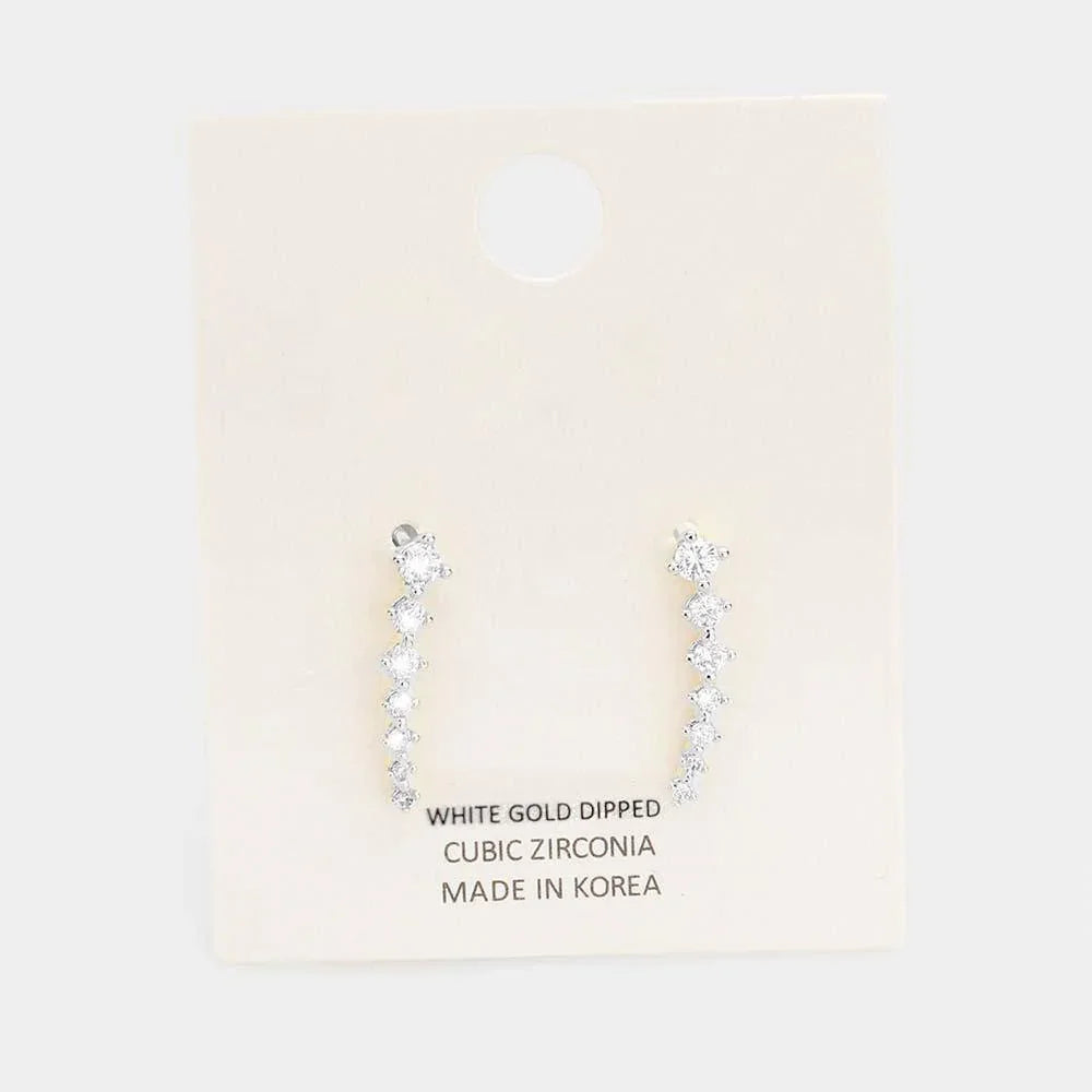 Gold White Gold Dipped Cubic Zirconia Drop Earrings - Jewelry Store by Erik Rayo