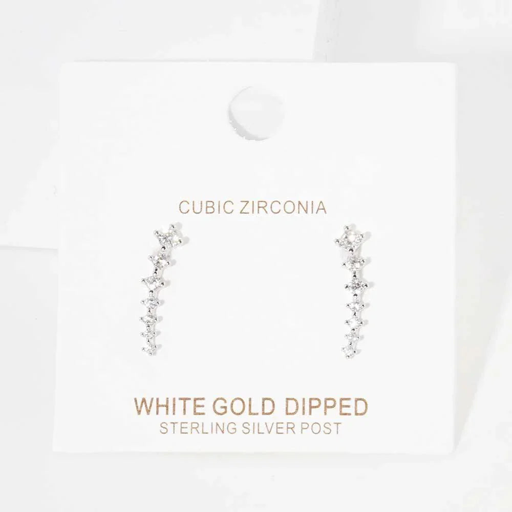 Gold White Gold Dipped Cubic Zirconia Drop Earrings - Jewelry Store by Erik Rayo