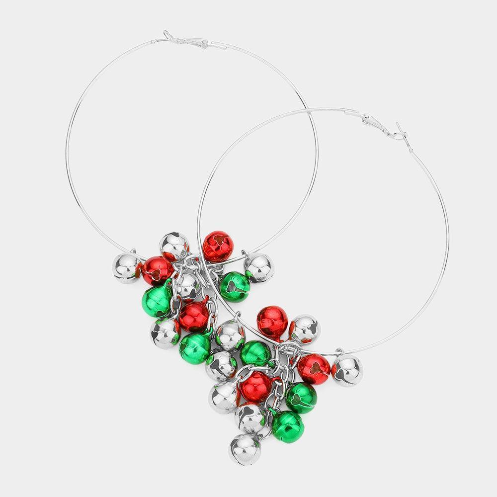 Oversized Christmas Bell Metal Hoop Earrings - Jewelry Store by Erik Rayo