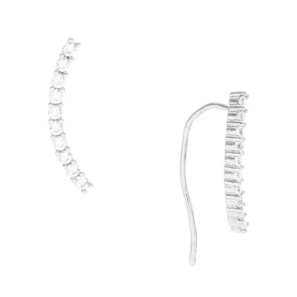 Silver White Gold Dipped Cz Drop Sterling Silver Post Earrings - Jewelry Store by Erik Rayo