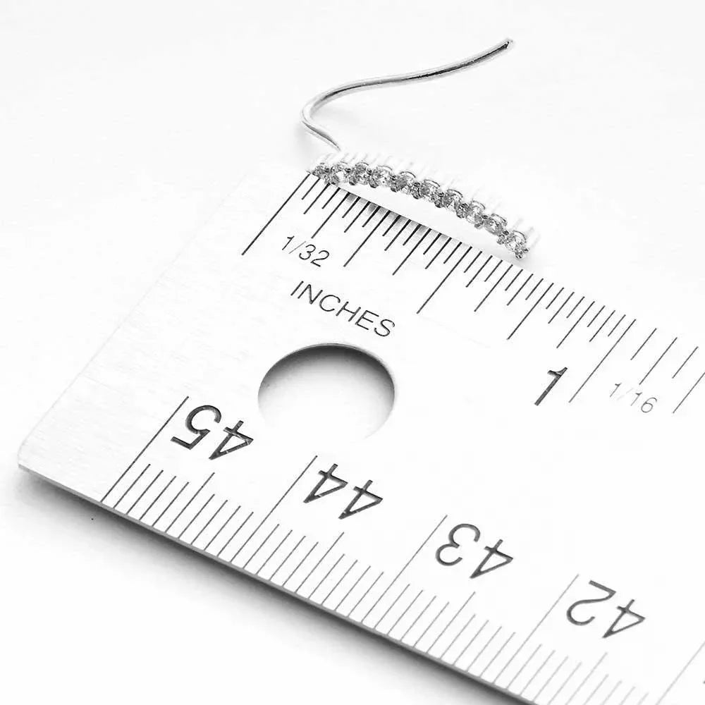 Silver White Gold Dipped Cz Drop Sterling Silver Post Earrings - Jewelry Store by Erik Rayo