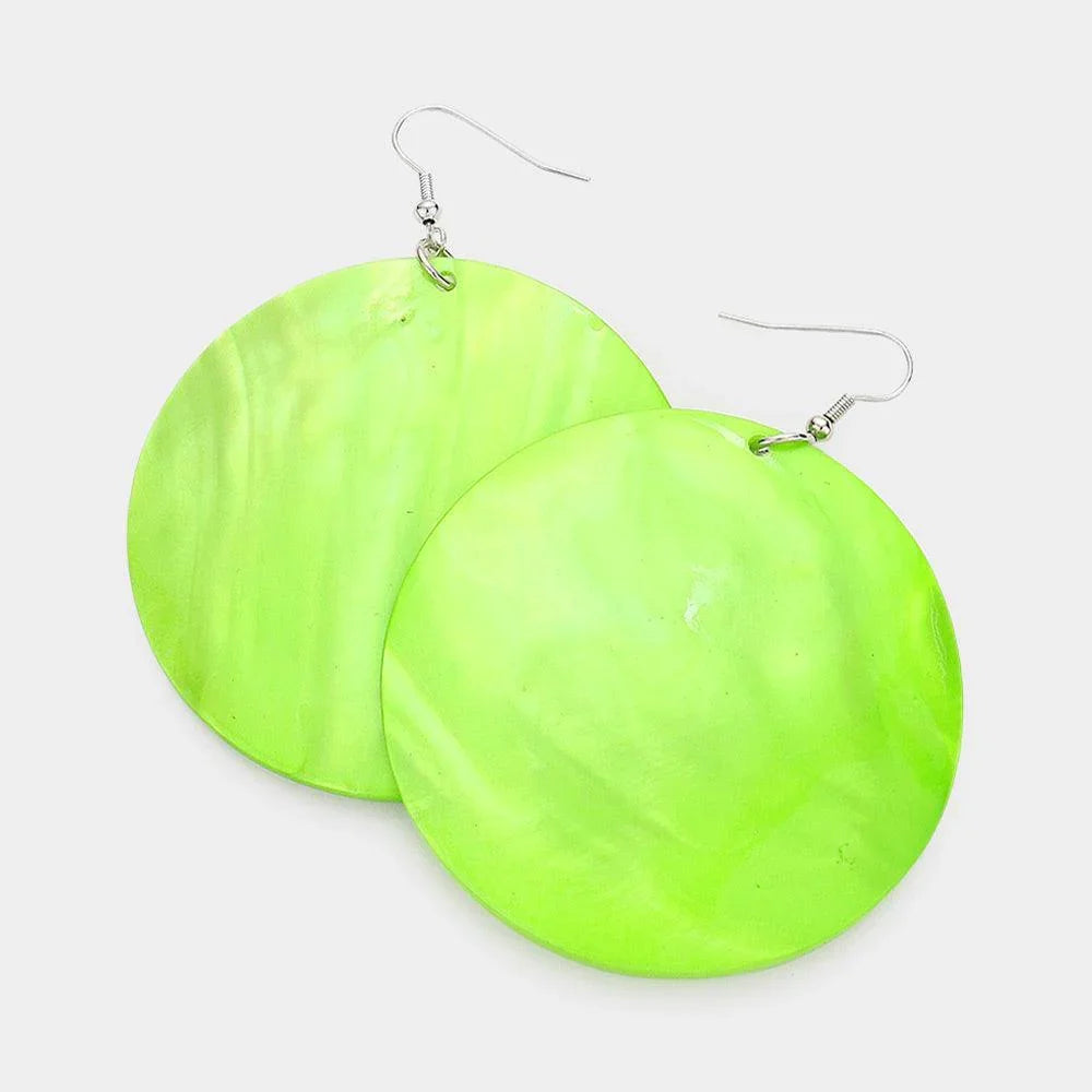 Silver Shell Circle Dangle Earrings - Jewelry Store by Erik Rayo